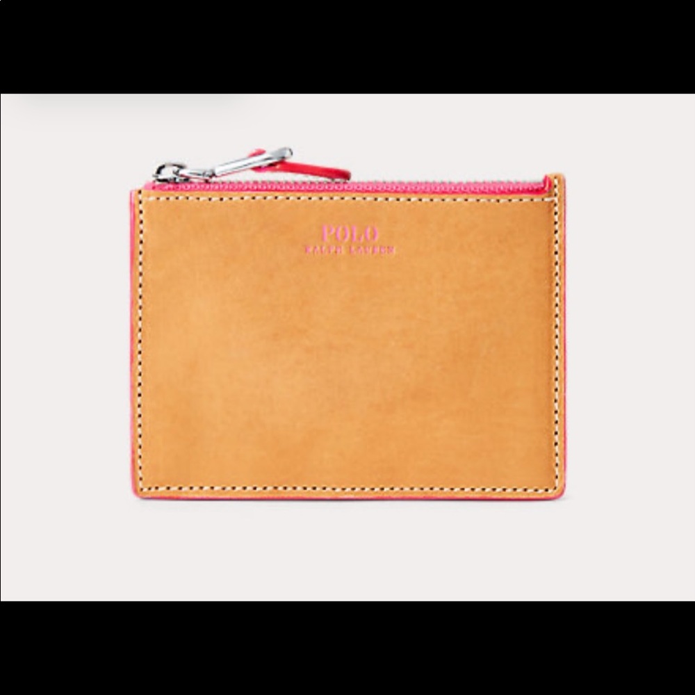 Leather zip card case